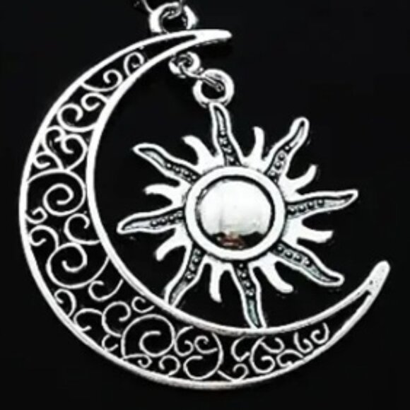 Moon & Sun Celestial Pendant with Intricate Detailing Necklace - Picture 3 of 5